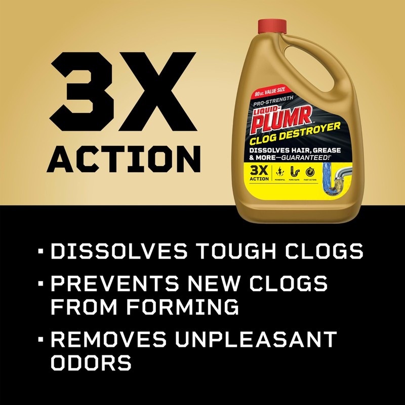 Liquid-Plumr Pro-Strength Clog Destroyer, Liquid Drain Cleaner, 80 Fluid Oun... gallery
