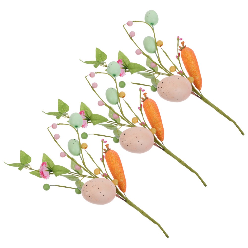 3 Pcs Easter Egg Tree Spring Floral Stems Artificial Decorations gallery