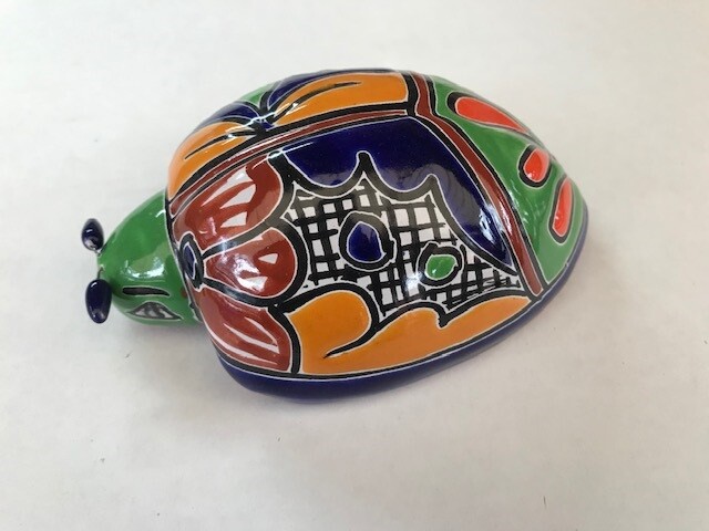 B3 LADY BUG TALAVERA MEXICAN POTTERY SCULPTURE HAND CRAFTED ceramic folk art mx gallery