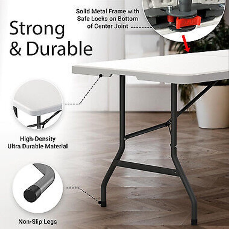 Used 6-Ft Plastic Folding Table - Ideal for Indoor/Outdoor Dining & Party Use gallery