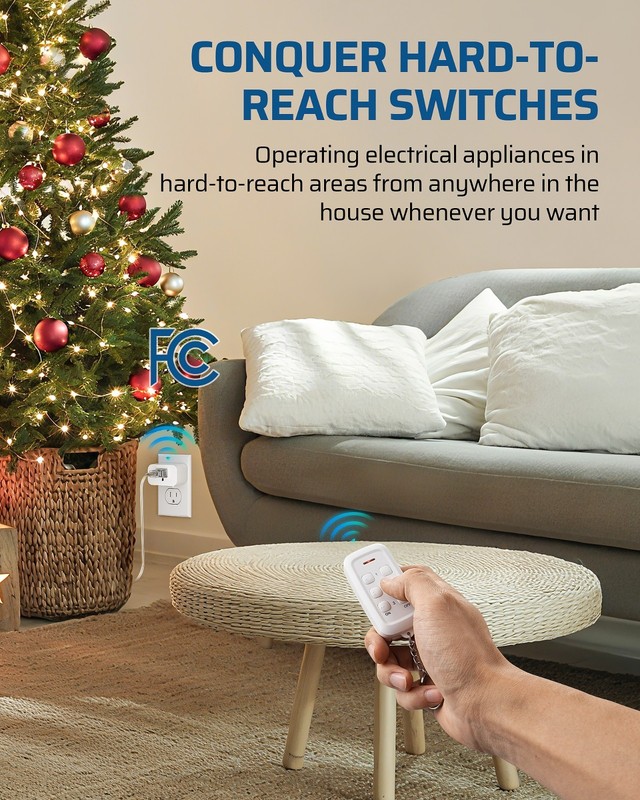 DEWENWILS Remote Control Outlet 3 Independent Wireless Sockets 15A 100ft gallery
