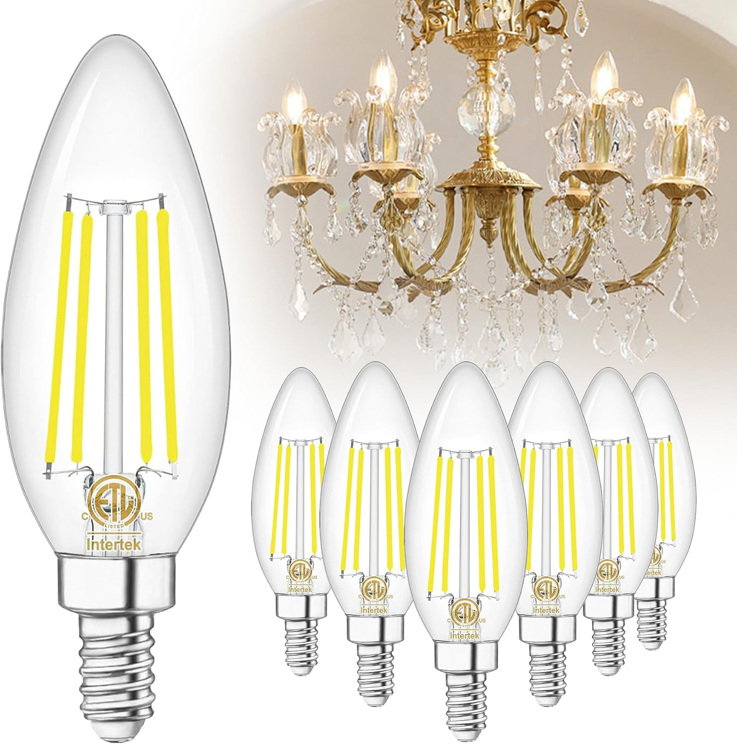 E12 Candelabra LED Bulbs Dimmable 4000K Natural White 60W Equivalent,Type B Ligh gallery