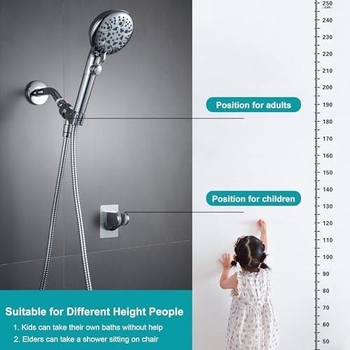 Handheld Shower Head 8 Mode High Pressure with On Off Switch 79 Inch Hose Wall gallery