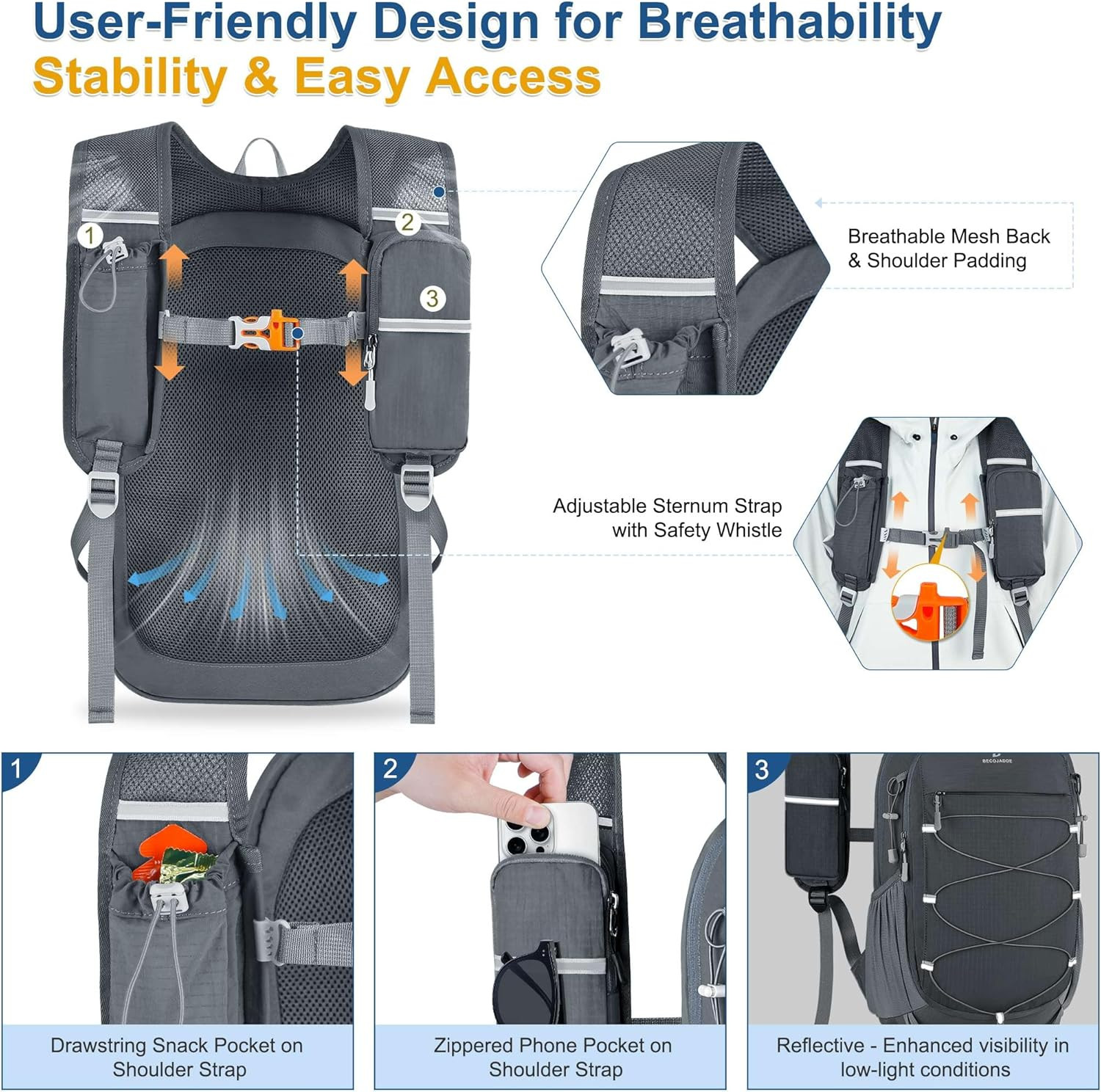 Hiking Backpack 15L Small Backpack Packable Day Pack Water Resistant Lightweight 2