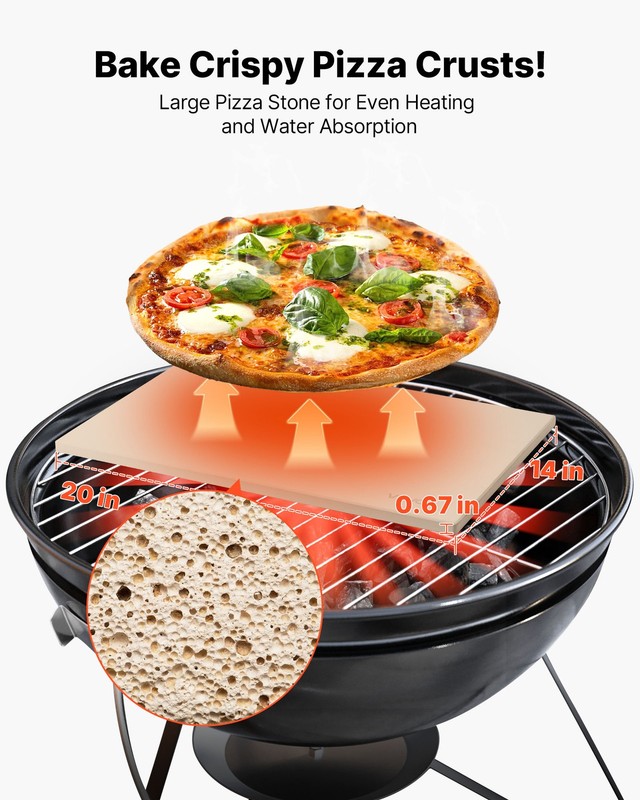 VEVOR Pizza Stone 20 x 14 in Rectangular Baking Stone for Oven & BBQ Grilling gallery