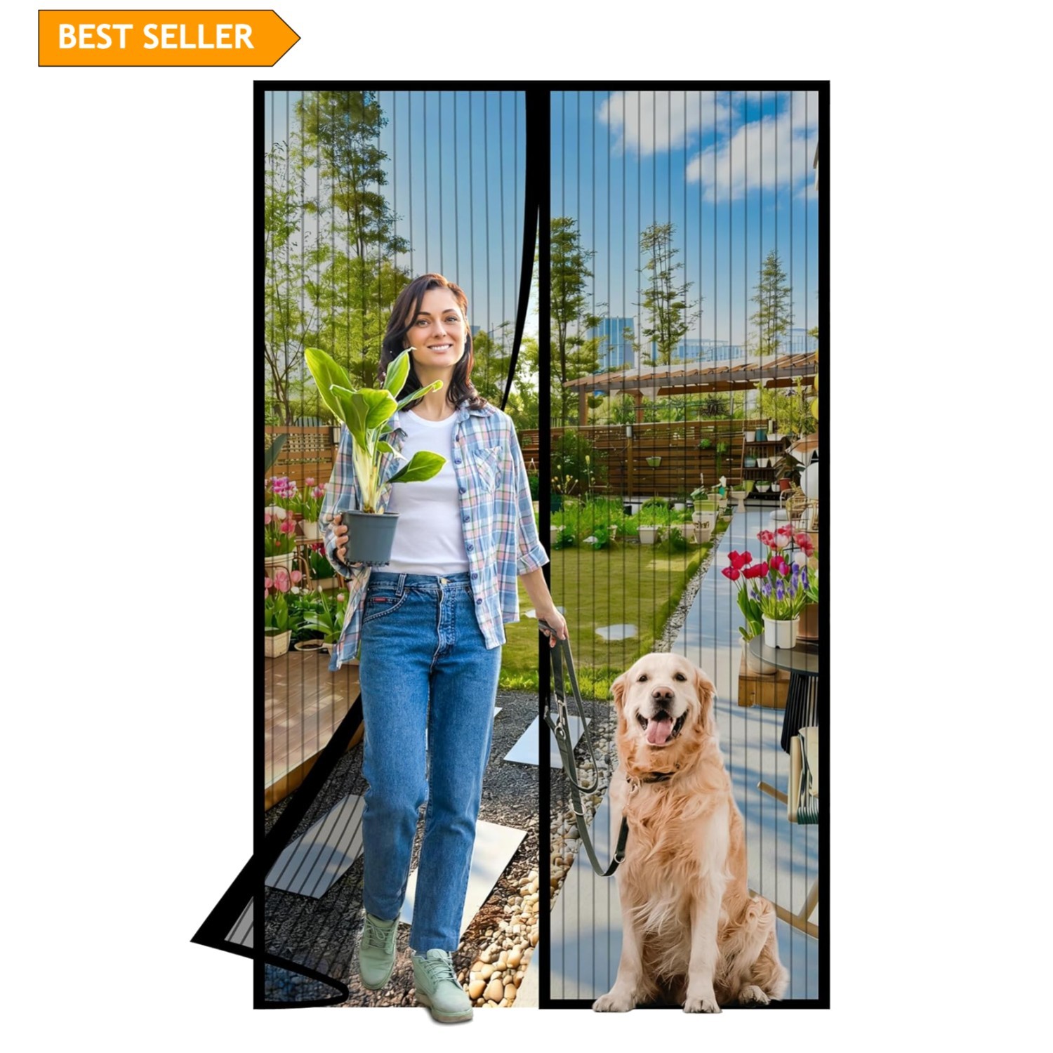 36 x 80'' Magnetic Door Screen - Hands-Free Bug Protection & Elegant Design gallery