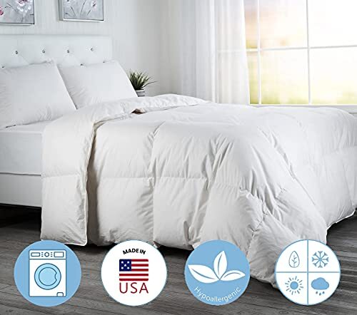 ComfyDown Goose Down White Comforter - Made in USA - 100% Egyptian Cotton gallery
