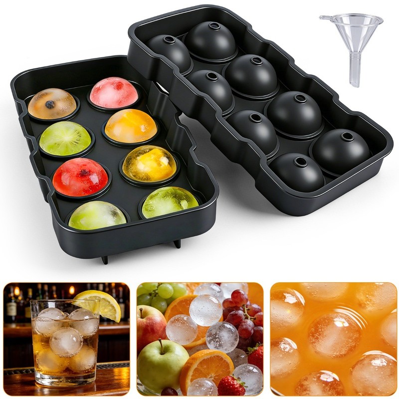 Round Ice Cube Ball Maker Tray Silicone Sphere Mold for Bar Whiskey Cocktails gallery