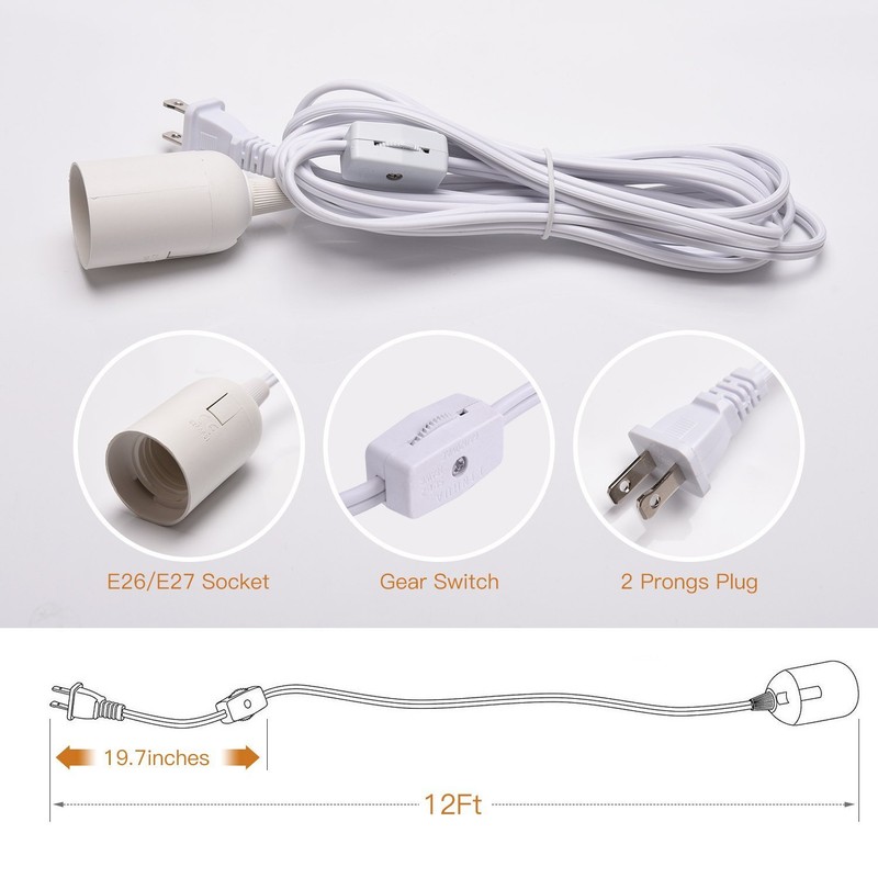 12ft UL Lantern Hanging Light Socket Extension Cord with E26/E27 Medium Socket gallery