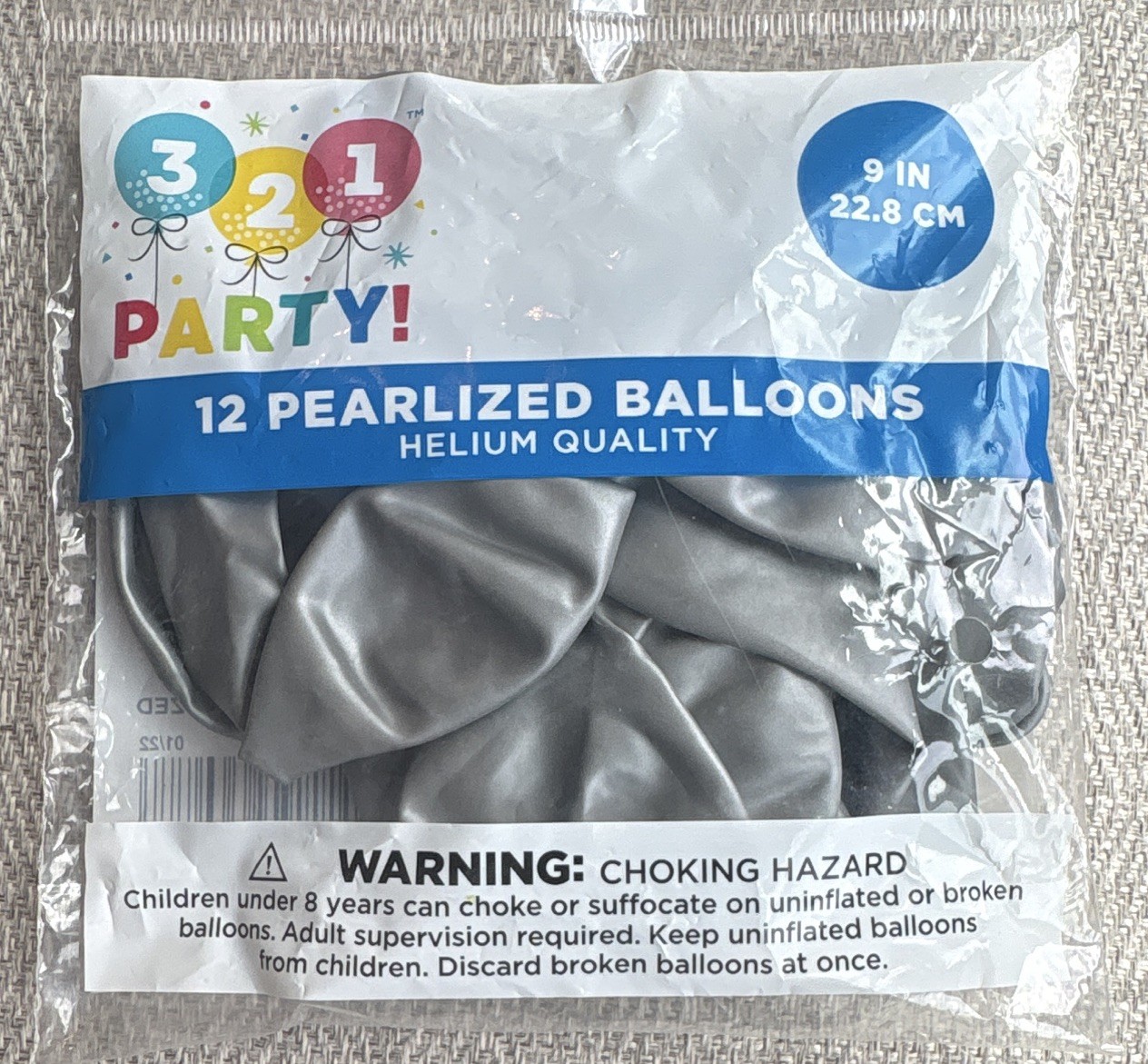 321 PARTY! 9in Silver Pearlized Helium Quality Party Balloons, 12ct gallery