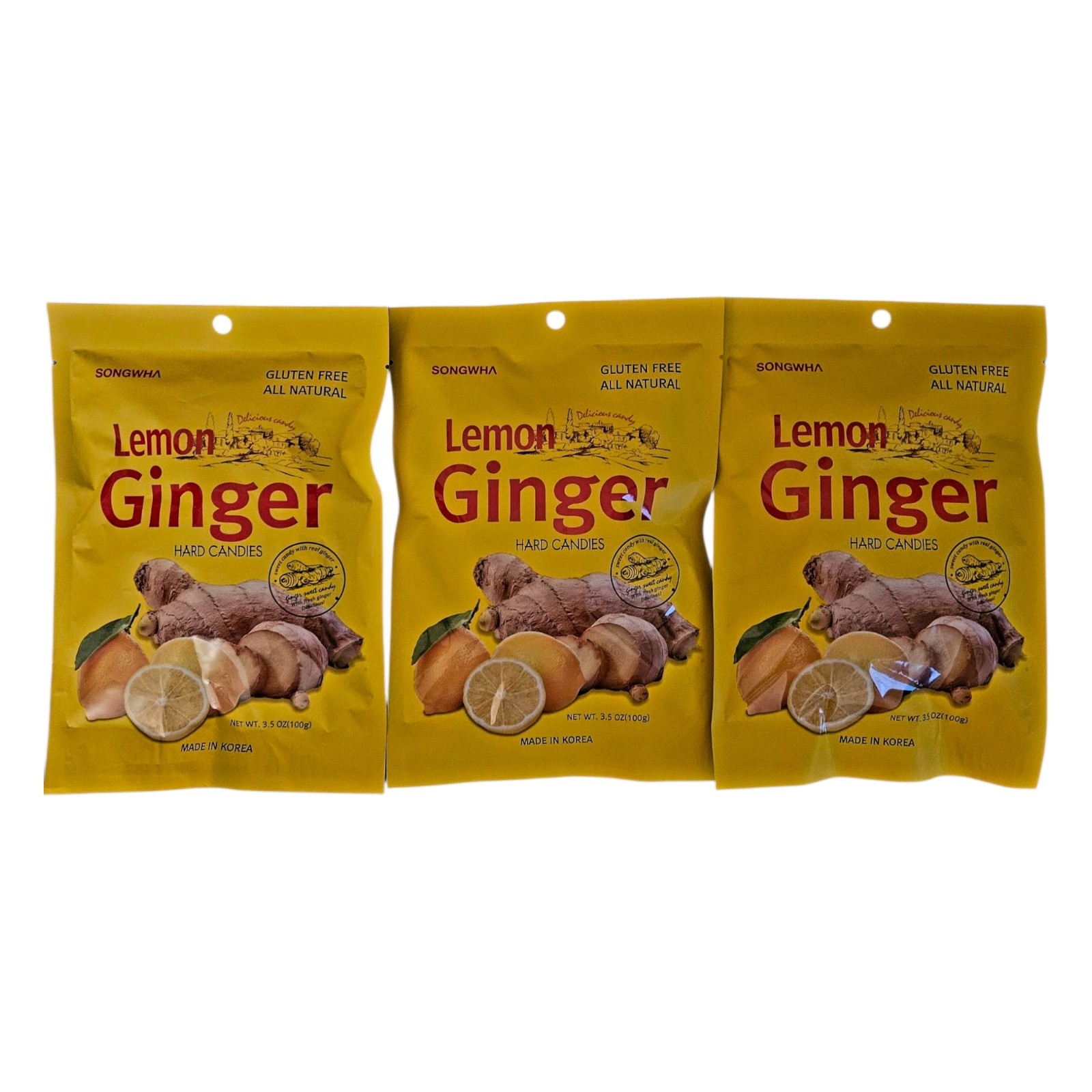 Songwha Lemon Ginger Hard Candies, 3.5 oz, All Natural & Gluten Free - Pack of 3 gallery