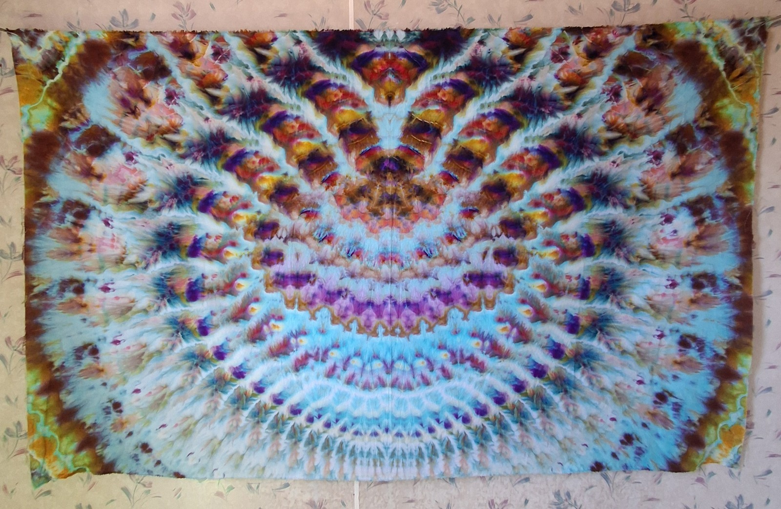 Trippy Quality Handmade Tie Dye Tapestry 42 × 72 In. Psychadelic Rolling Waves! gallery