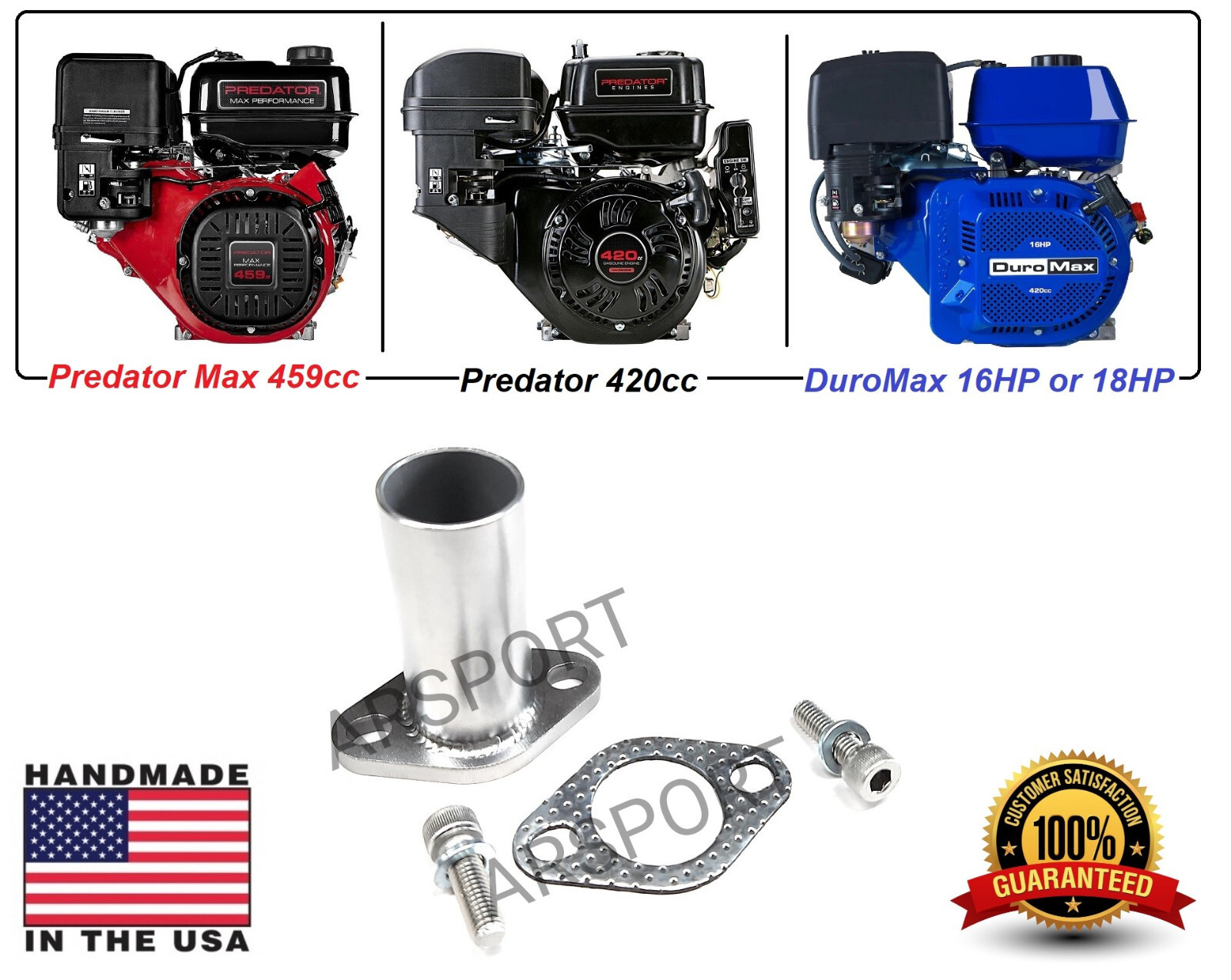 Exhaust Flex Pipe Adaptor for Predator Max 459cc, Duromax XP16HPE & XP18HPE 457 gallery