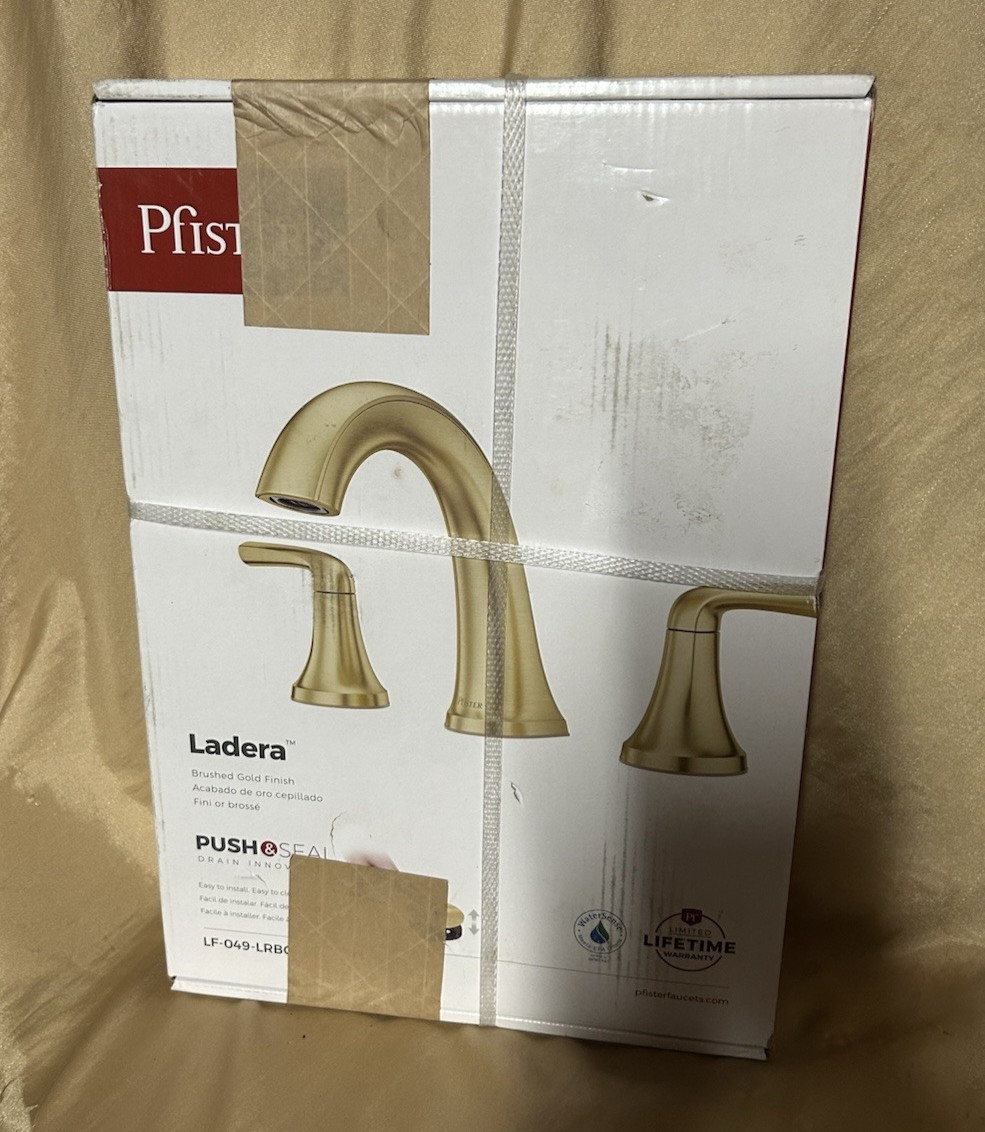 Unopened! Pfister LADERA Bathroom WIDESPREAD BRUSHED GOLD finish Faucet gallery