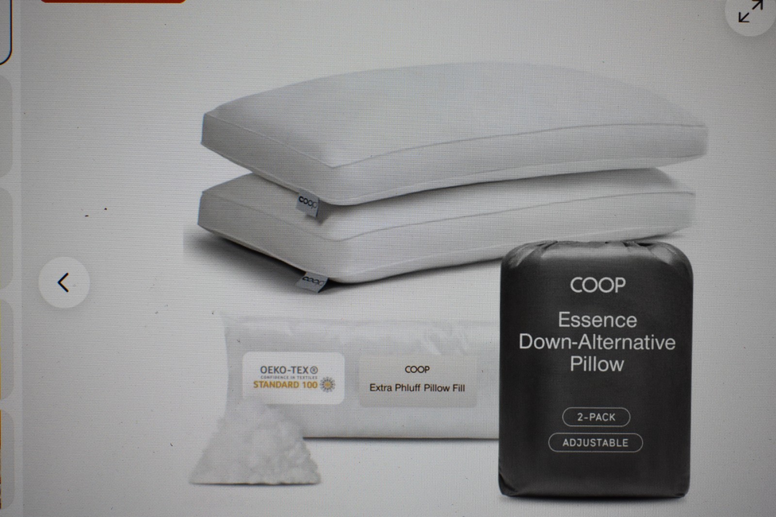 Coop Home Goods Ess Down Alternative Pillow Set of 2 Queen Size, Best Pillow NEW gallery