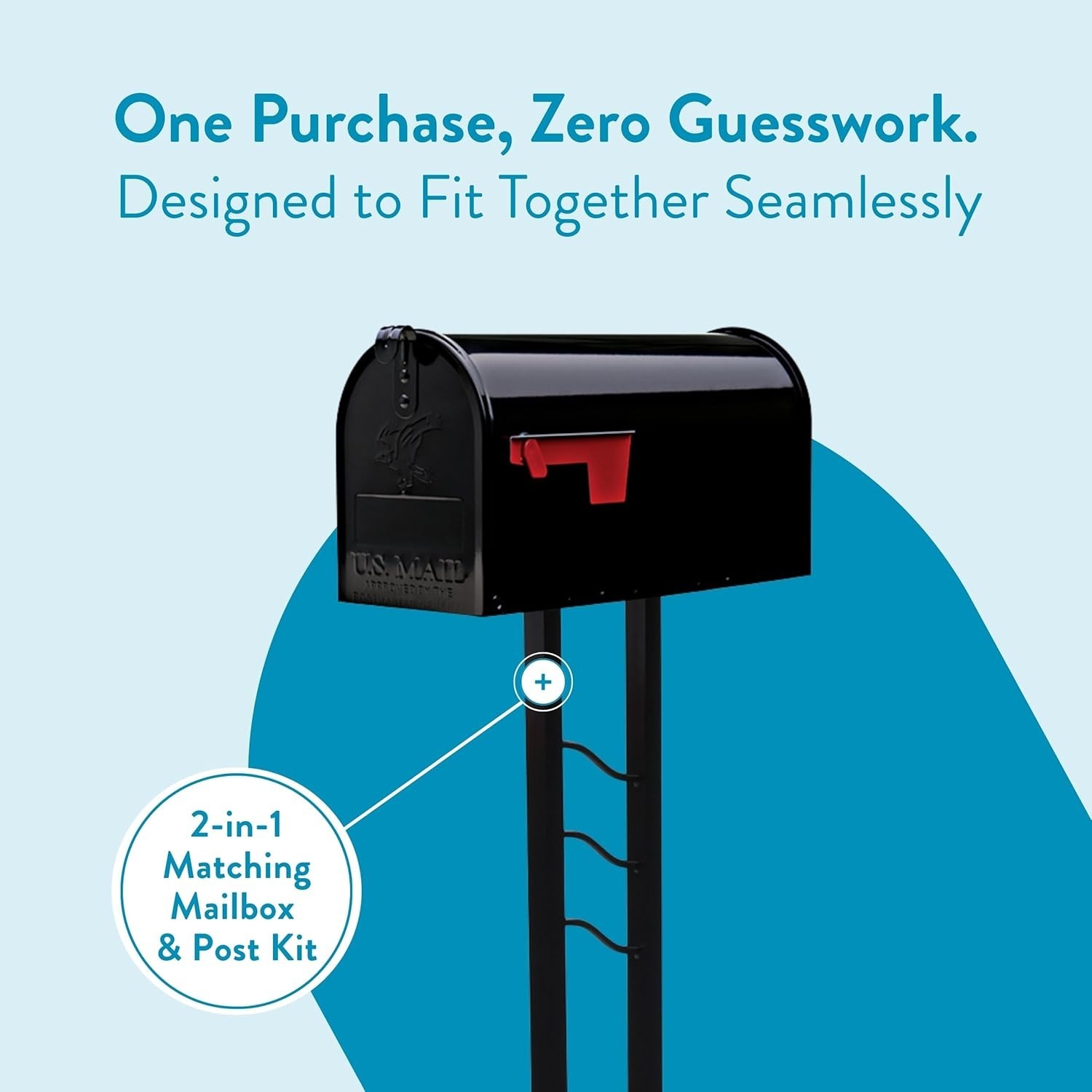 Mailbox to Go Kit - Medium Black Galvanized Steel Mailbox with Post gallery