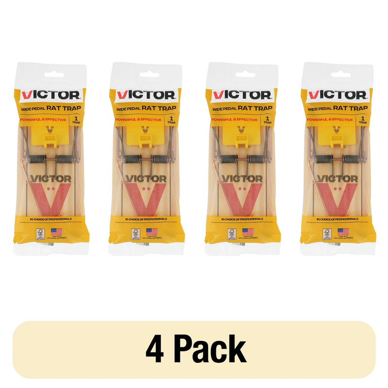 (4 pack) Victor Easy Set Extended Trigger Rat Trap - Wooden Rat Trap gallery