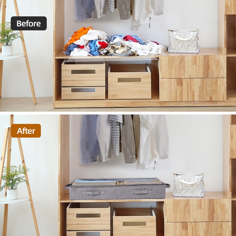 2 Pack 32L Under Bed Storage Containers Underbed Clothes Storage Bin with Zip gallery
