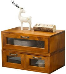 2-pc Stackable Storage Drawers – See-Through Wooden Storage Cabinets – 2-Leve…