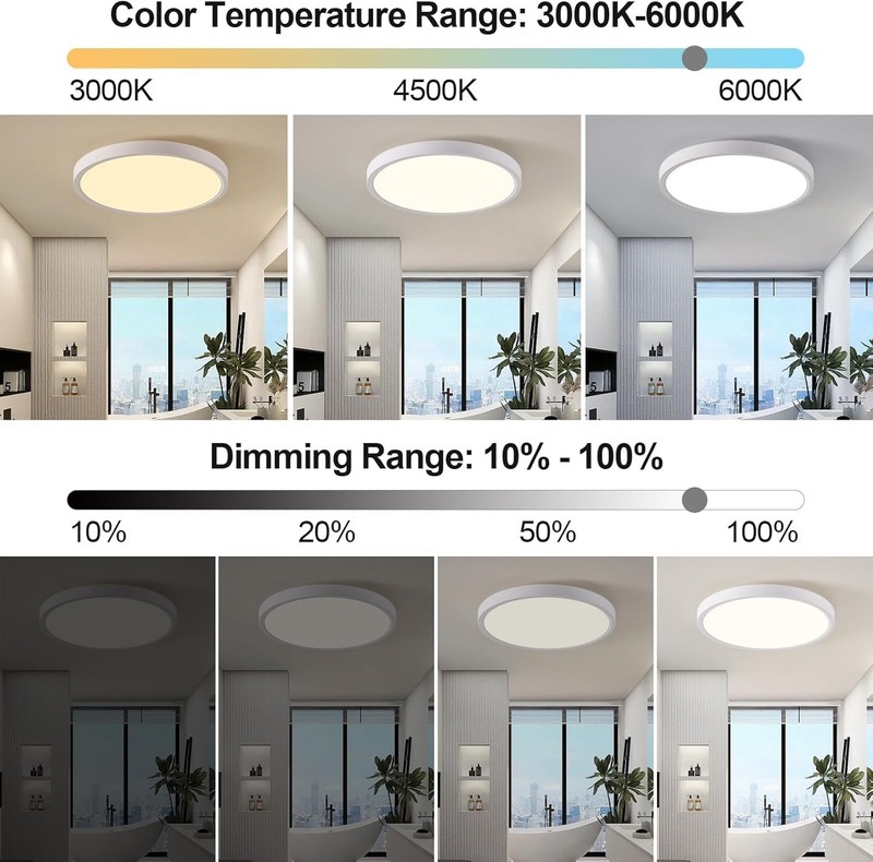 RGB LED Ceiling Light Dimmable with Remote Control, 18W 1800lm Color Changing... gallery