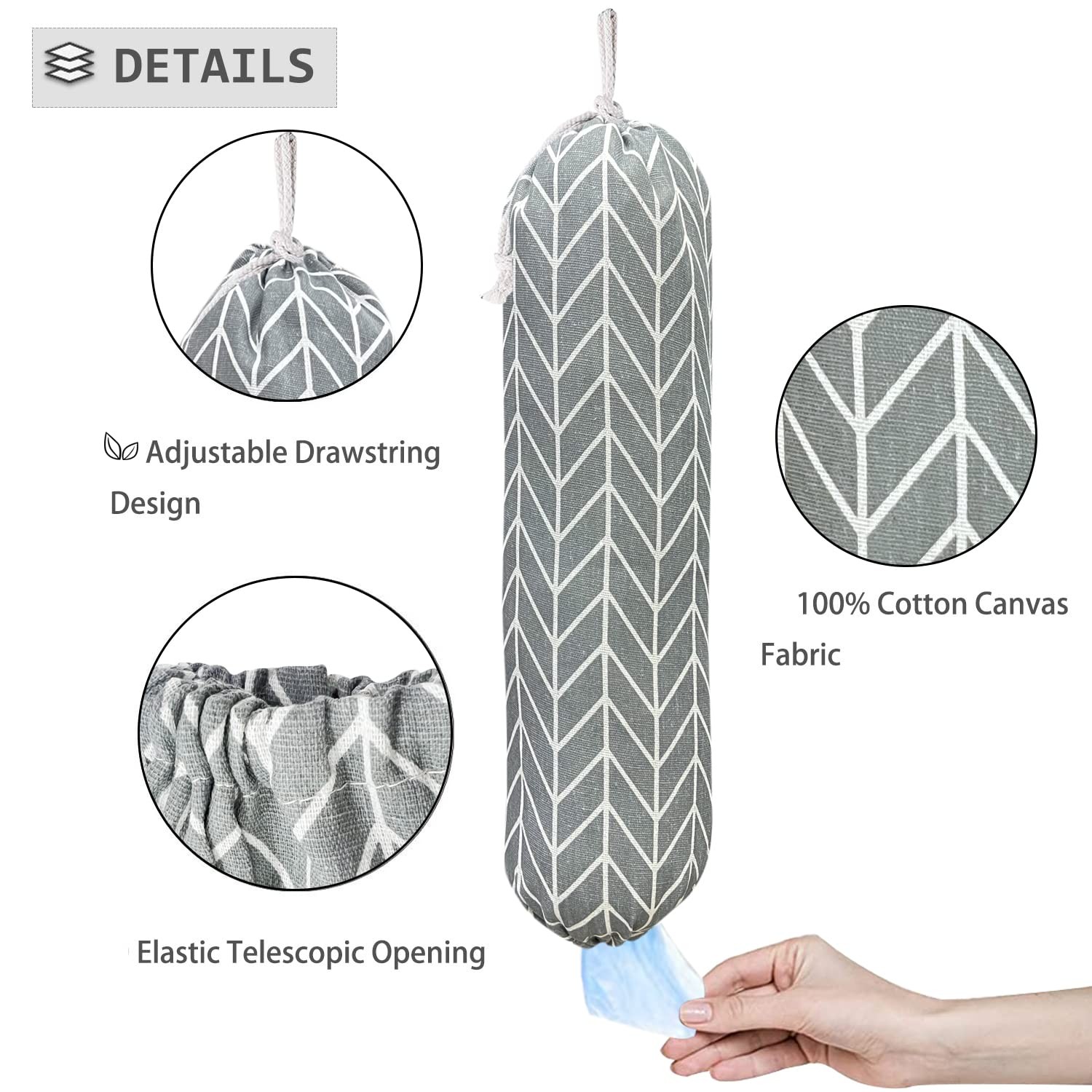 Kitchen Bag Holder, Travel Friendly Plastic Organizer, Gray gallery