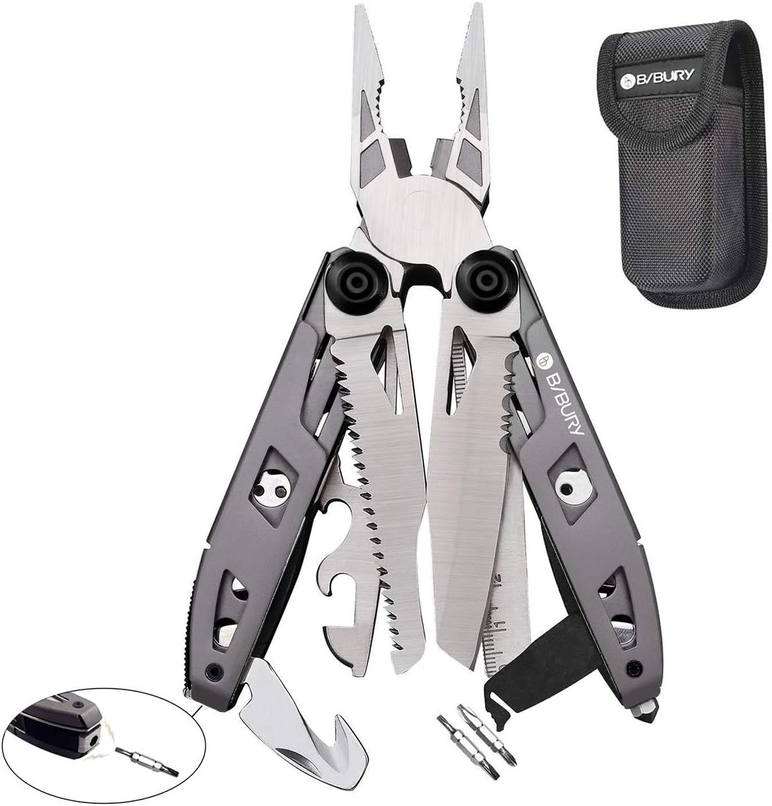 BIBURY Multitool Pliers, 18 in 1 Multi Tool with 18 1 Titanium, Titanium gallery