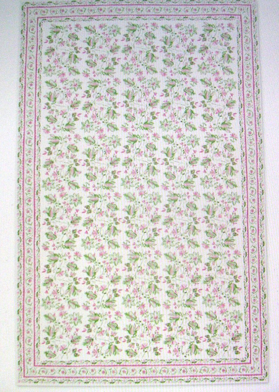 WILLIAMS SONOMA PAINTED VINE PINK TABLECLOTH 100% COTTON 70X108 TURKEY NEW/WTAG gallery