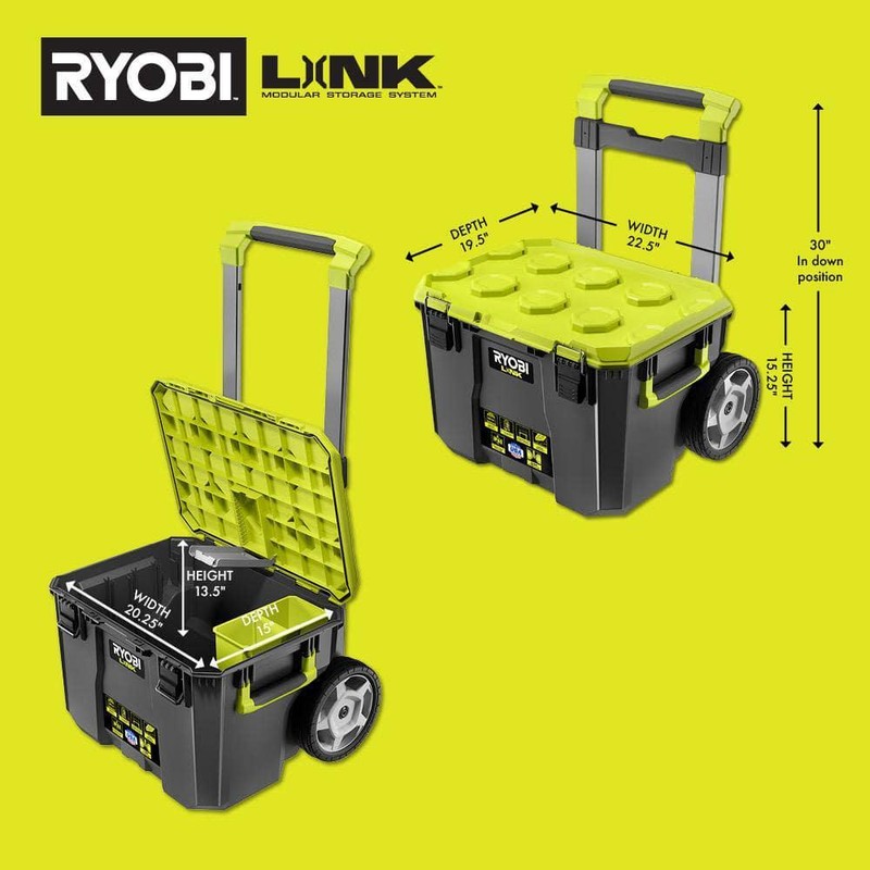 Ryobi LINK Rolling Tool Box Impact Water Dust Resistant Modular Storage System gallery