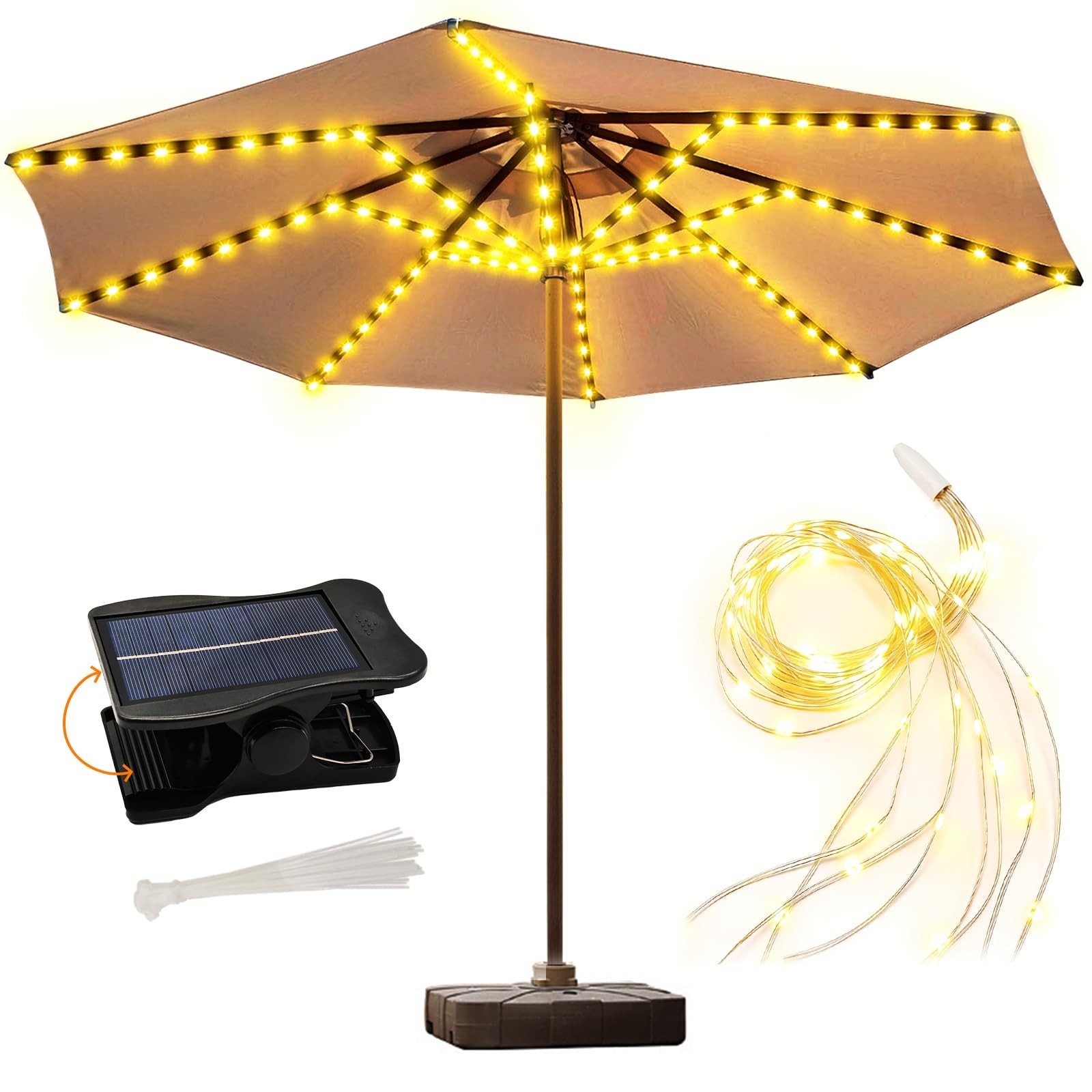 Solar Umbrella Lights, 8 Strands Patio Umbrella Lights Outdoor with 8 Modes 3V S gallery