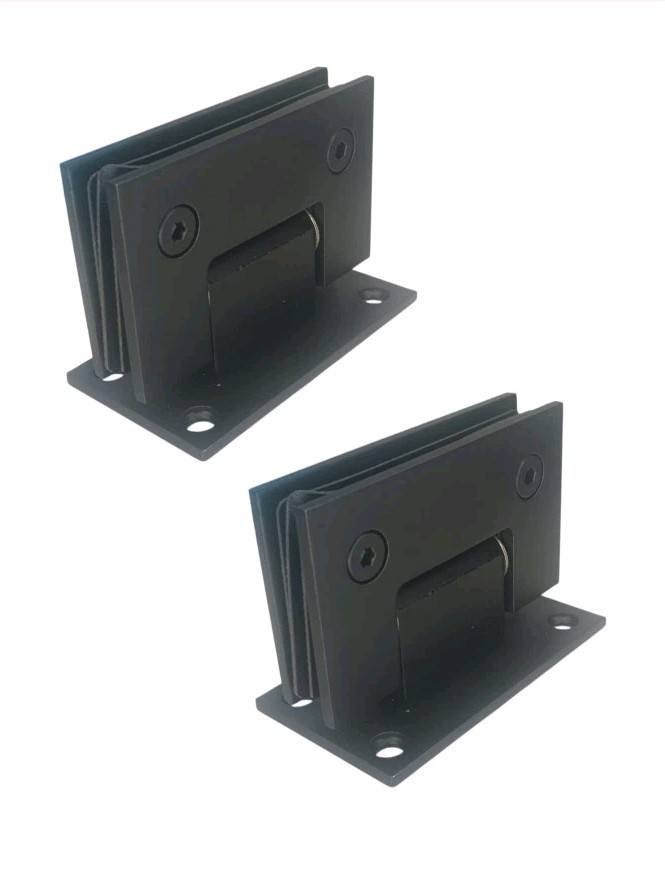 2x New Square Wall Mount Shower Door Hinge Matte Black Up To 3/8"(10mm)Glass gallery