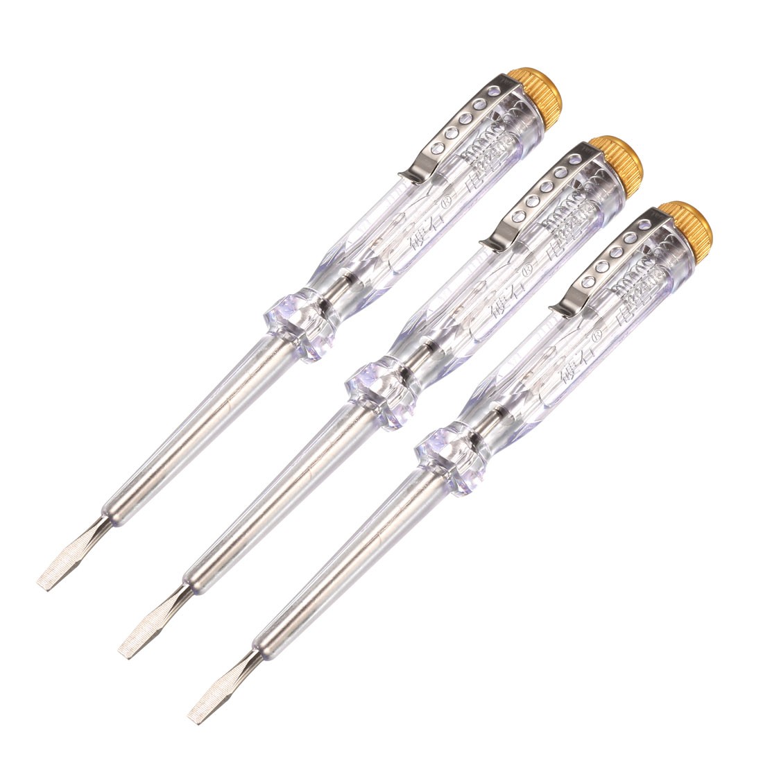 3Pcs Voltage Test Screwdriver AC100-500V 3mm Slotted LED Tester Electroprobe Pen gallery