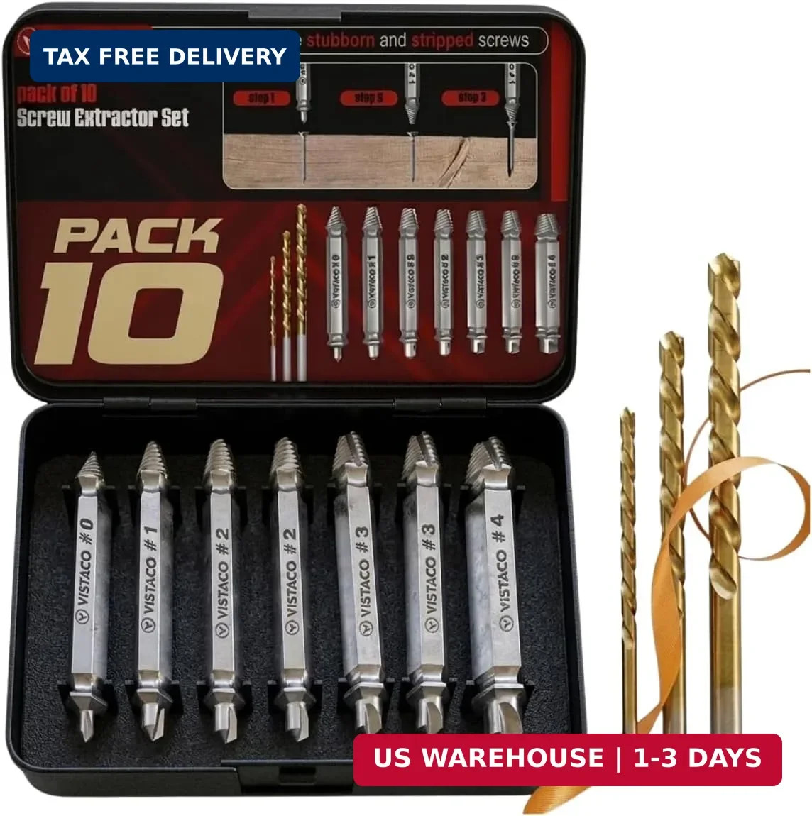 10 Pcs Screw Extractor Set Easy Out Set for Stripped Screws, Broken Bolts and Sc gallery