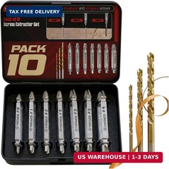 10 Pcs Screw Extractor Set Easy Out Set for Stripped Screws, Broken Bolts and Sc