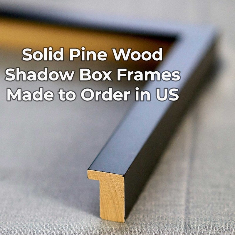 5x15 Shadow Box Frame Grey Charcoal Black | 0.875 Inches Deep | Solid Wood Shado gallery