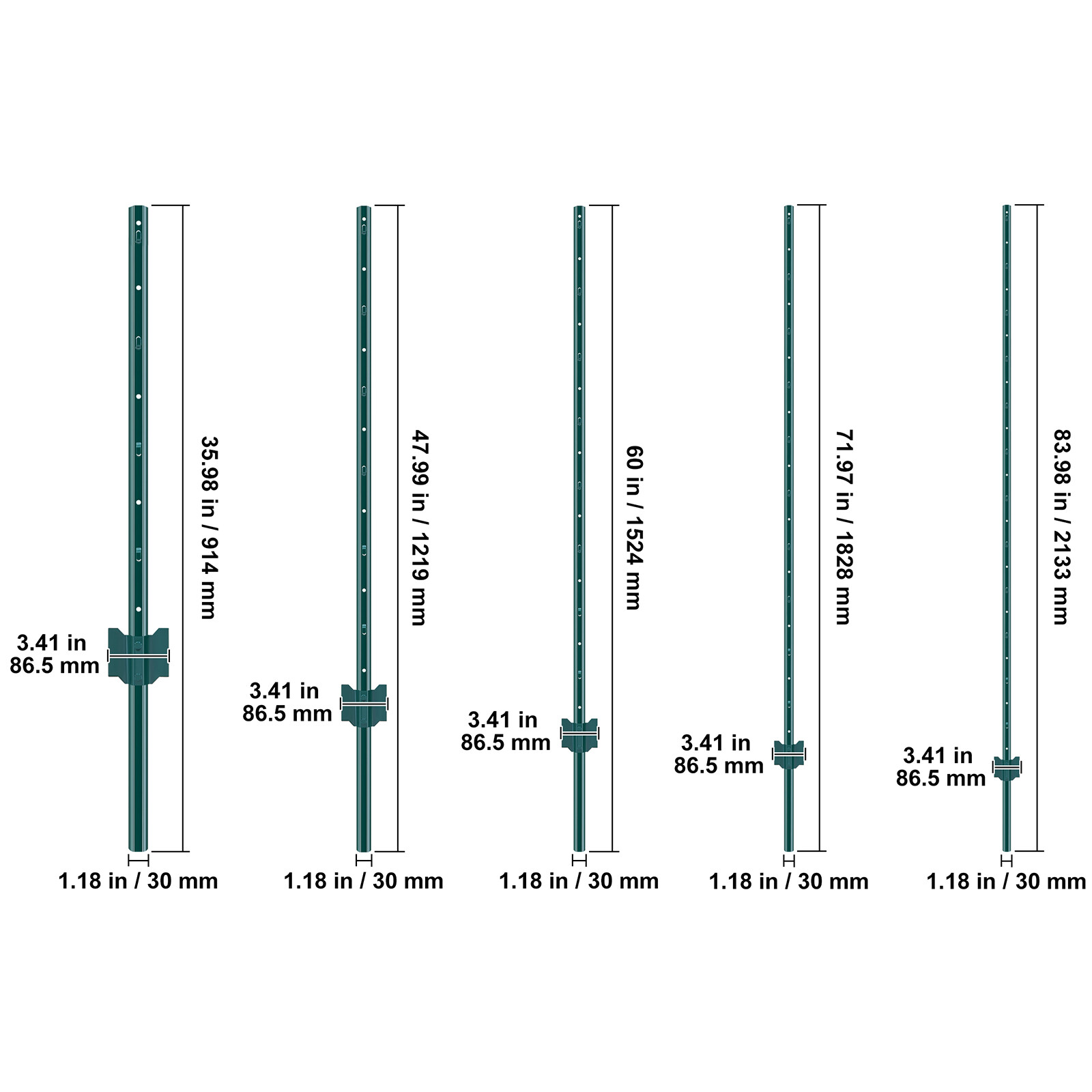 3ft / 4ft/ 5ft/ 6ft/ 7ft Fence Post 10 Pack T-Post Heavy Duty Metal Fence Posts gallery