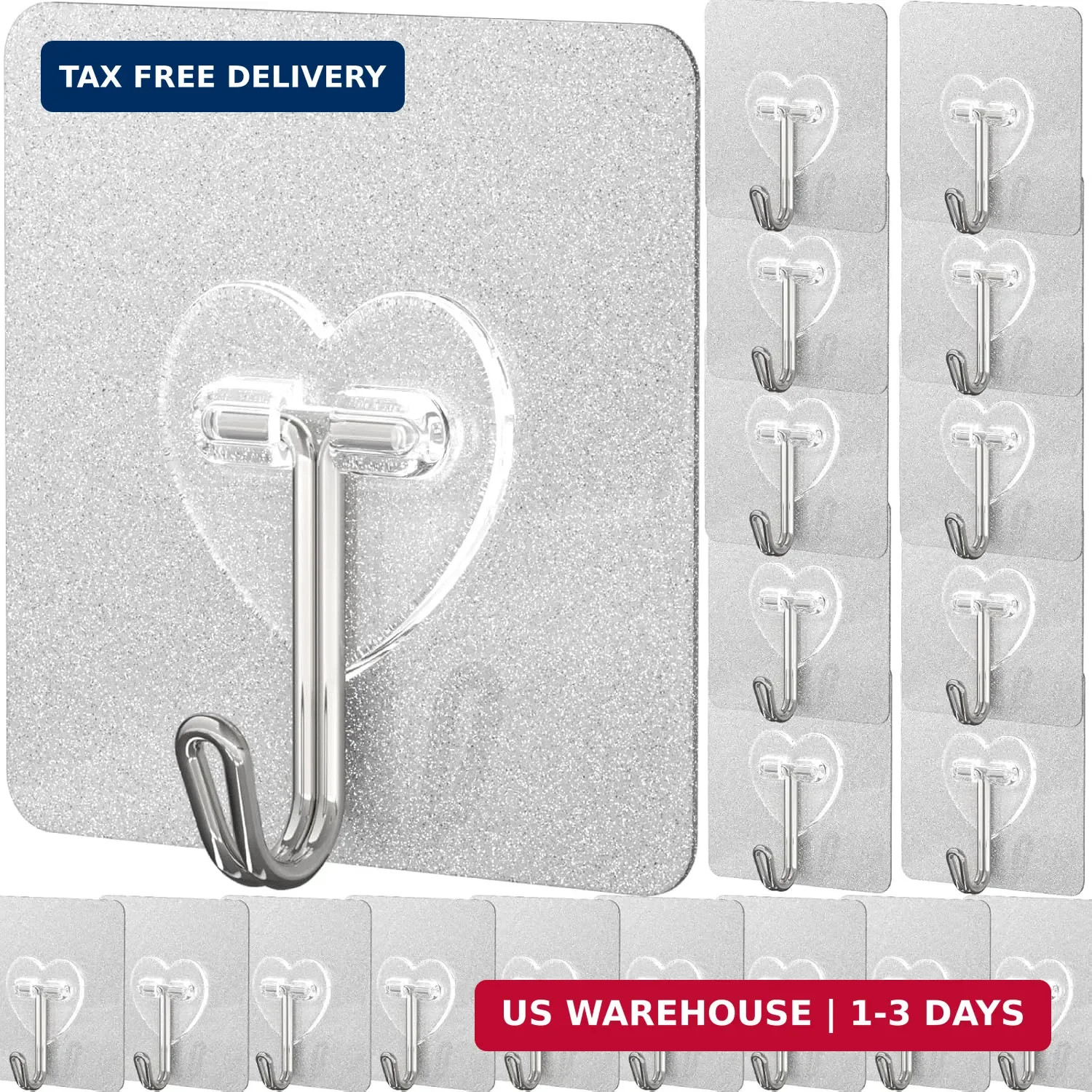 20-Pack Super Sticky Adhesive Hooks - Stainless Steel Hooks Hold Up To 22 lbs gallery
