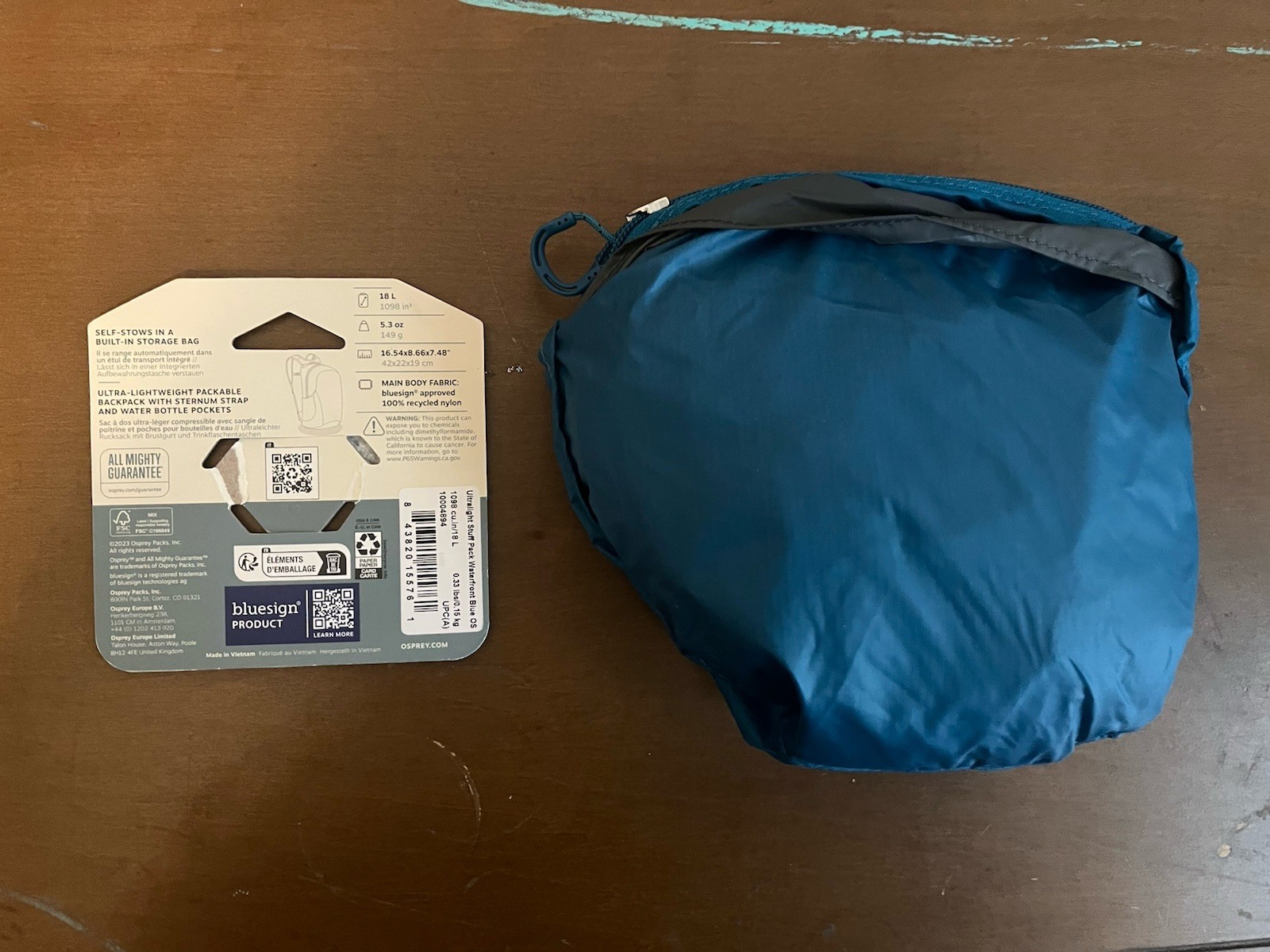 Osprey Ultralight Collapsible Stuff Pack - Daylight Blue - Unused 2