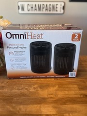 OmniHeat 2-Pack Digital Ceramic Personal Heater 1500W Eco Mode Safety New