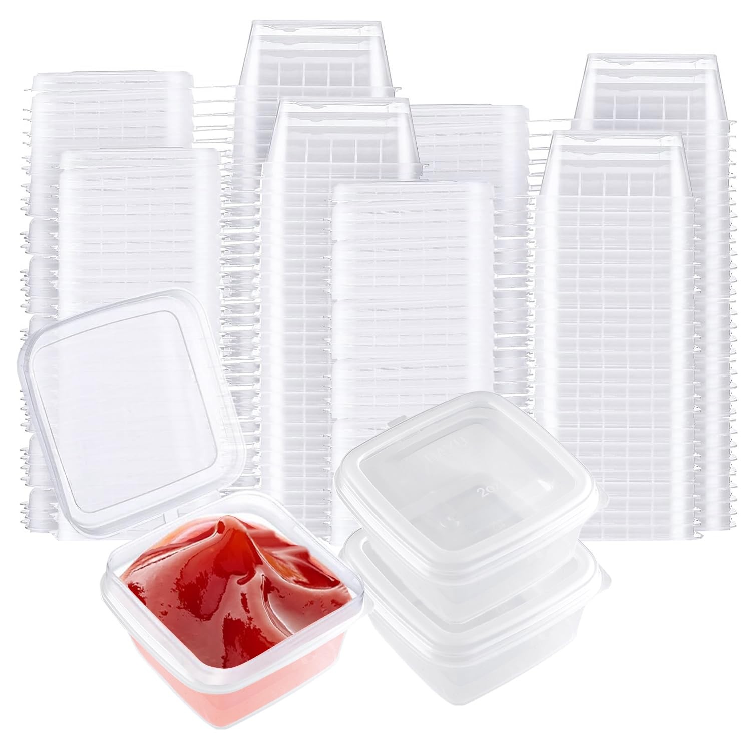 Sonile Square-shaped Disposable Sauce Cup Set - All-in-One Design with 4 Size... gallery