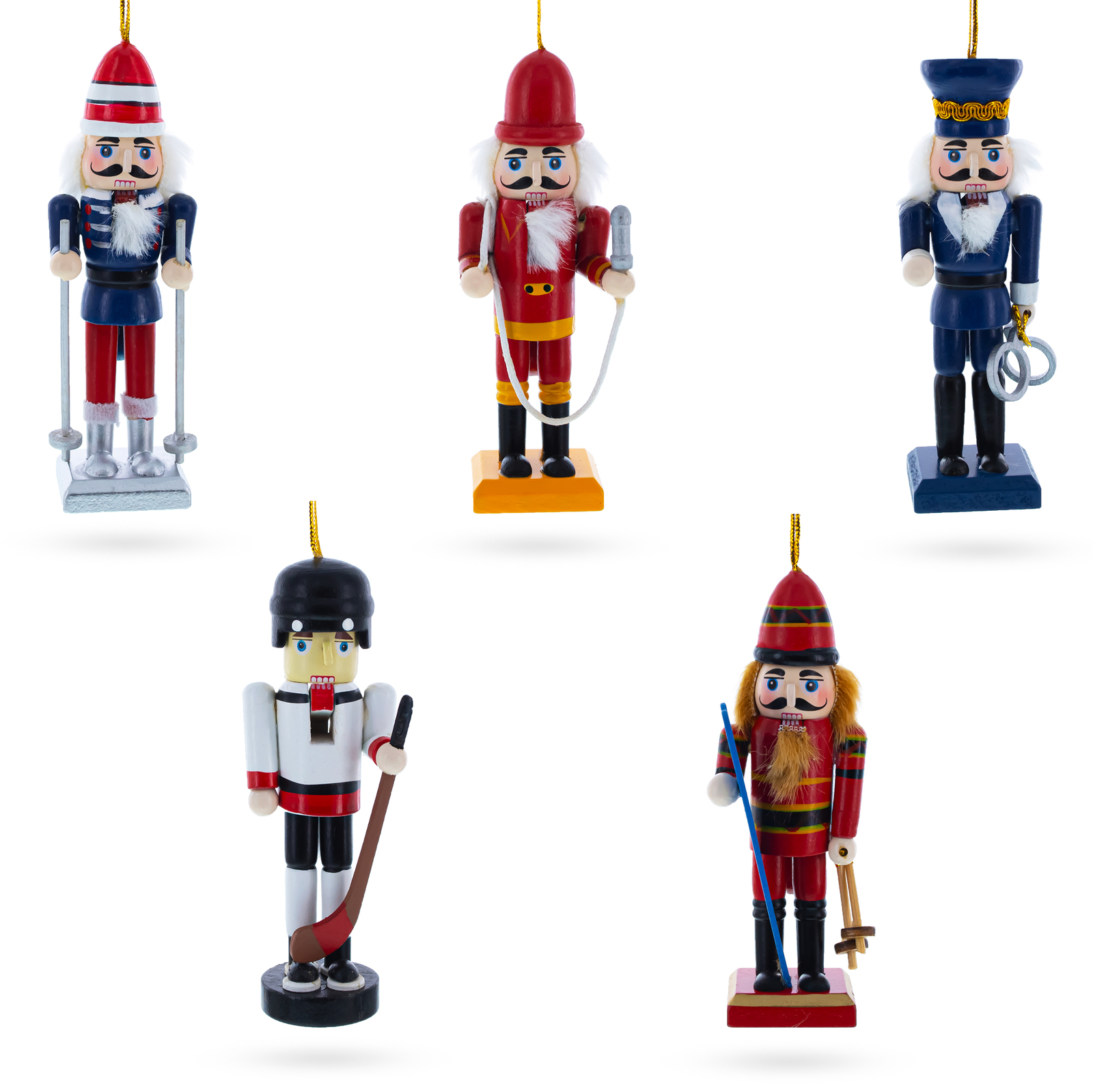 5 Nutcrackers: Firefighter, Policeman, Hockey, Skier, Snowboarder 5 Inches gallery