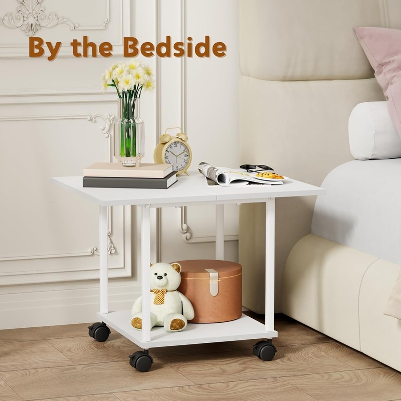 2-Tier Industrial Mobile Printer Stand, Rolling Cart with Storage Shelf, gallery