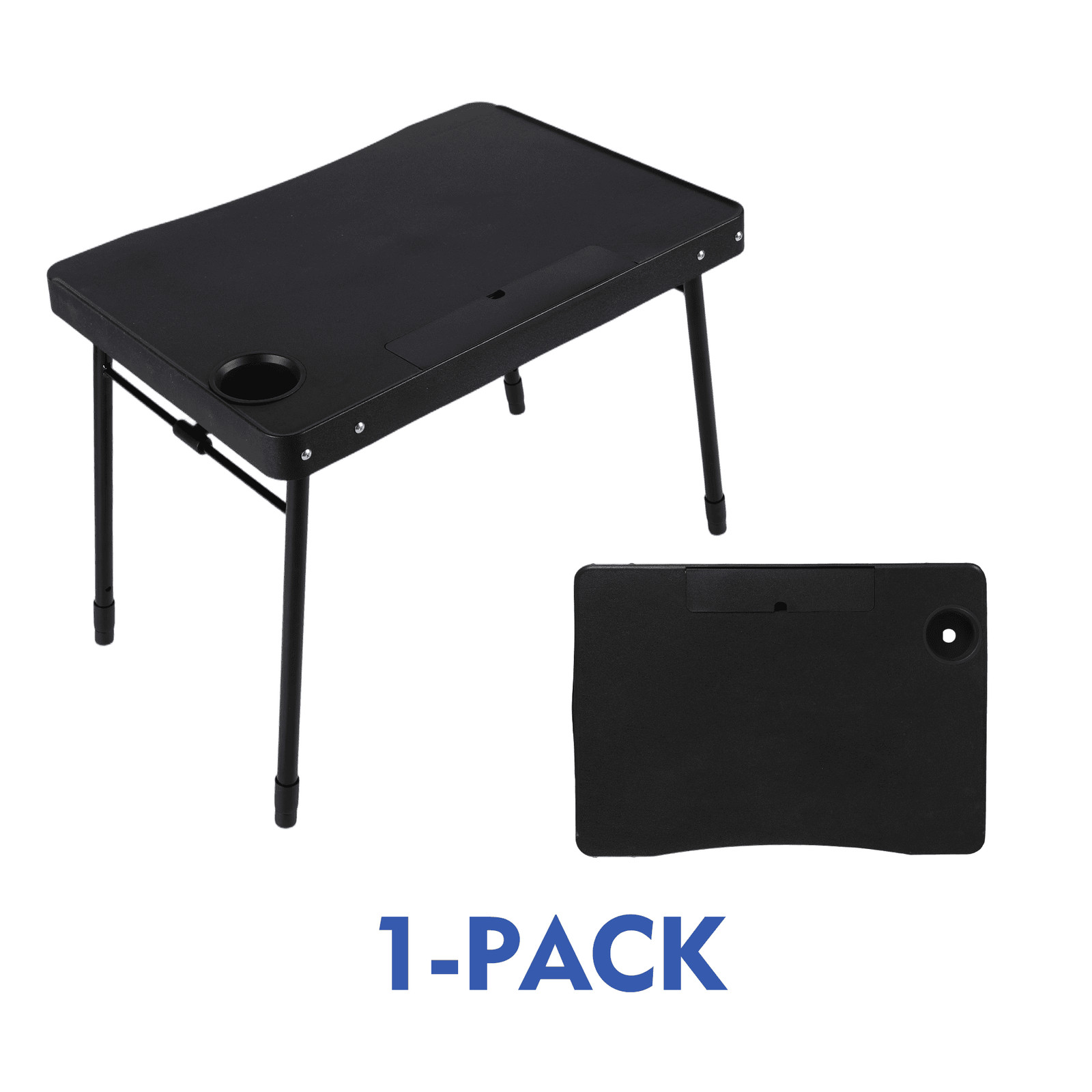 Portable Adjustable Personal Table with Cupholder and Tablet Holder, Black gallery