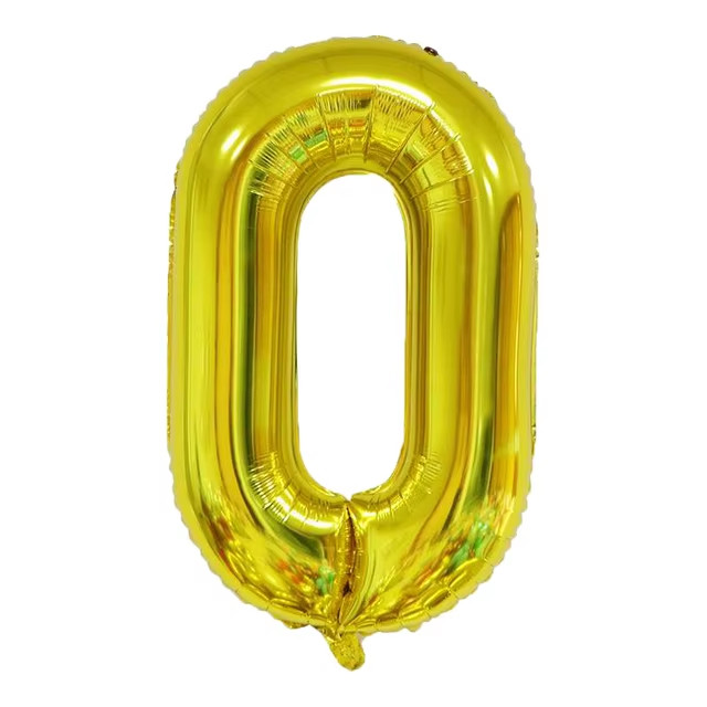 32" Golden Number 0 Foil Balloon gallery