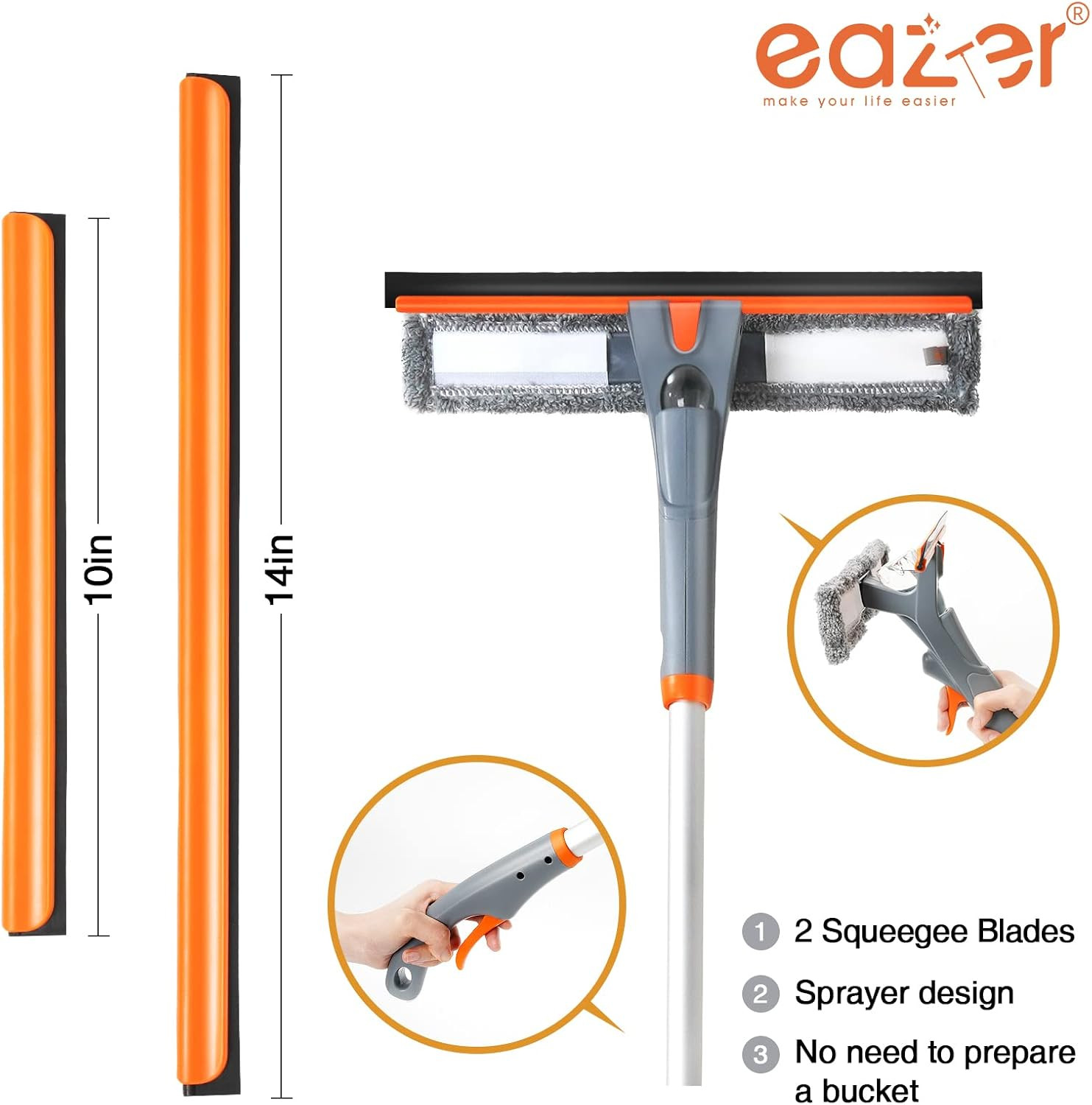 Eazer 3-in-1 Spray Window Squeegee Cleaner, 76" Window Washing Kit with 5-Sectio gallery