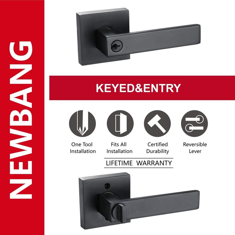 Keyed Entry Heavy Duty Lock Handle or Exterior Door&Front Door in Matt Black gallery