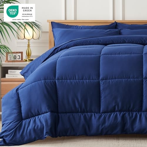 Comforter Set Blue - Bed in a Bag Size 7 Pieces, All Queen Blue - Square gallery