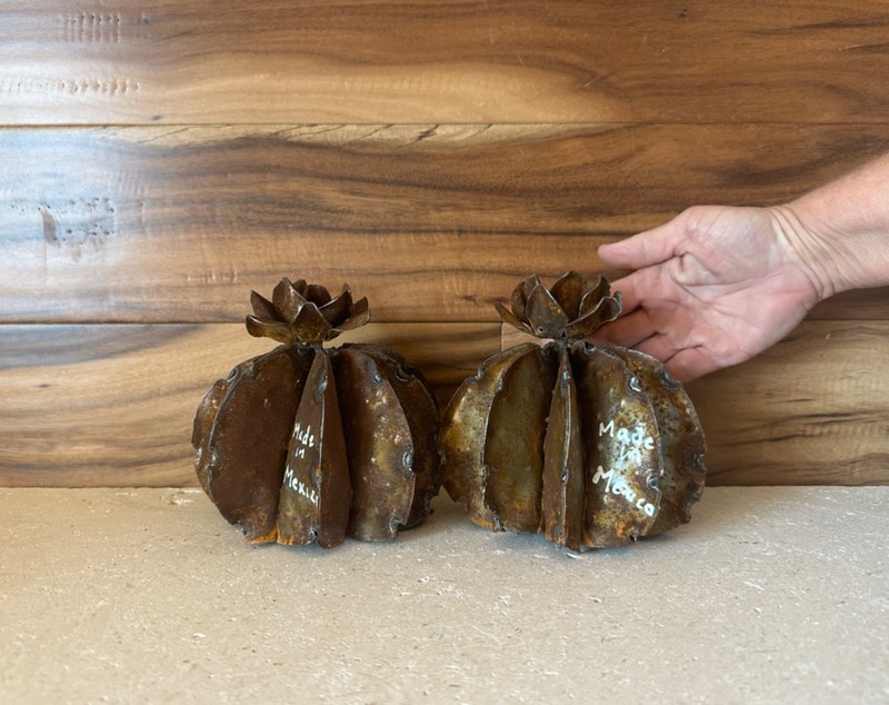 Handcrafted Rustic TINY Metal Barrel Cactus Metal Yard Art Metal Barrel Cactus gallery