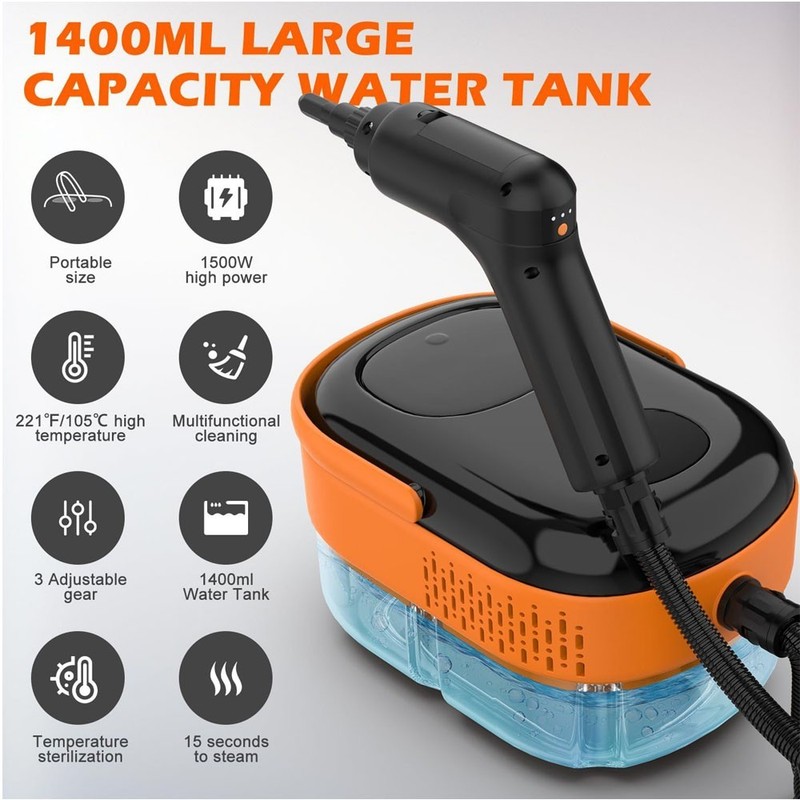 Remote Handle Control Steam Cleaner Handheld Pressurized Cleaning Machine 2500W gallery