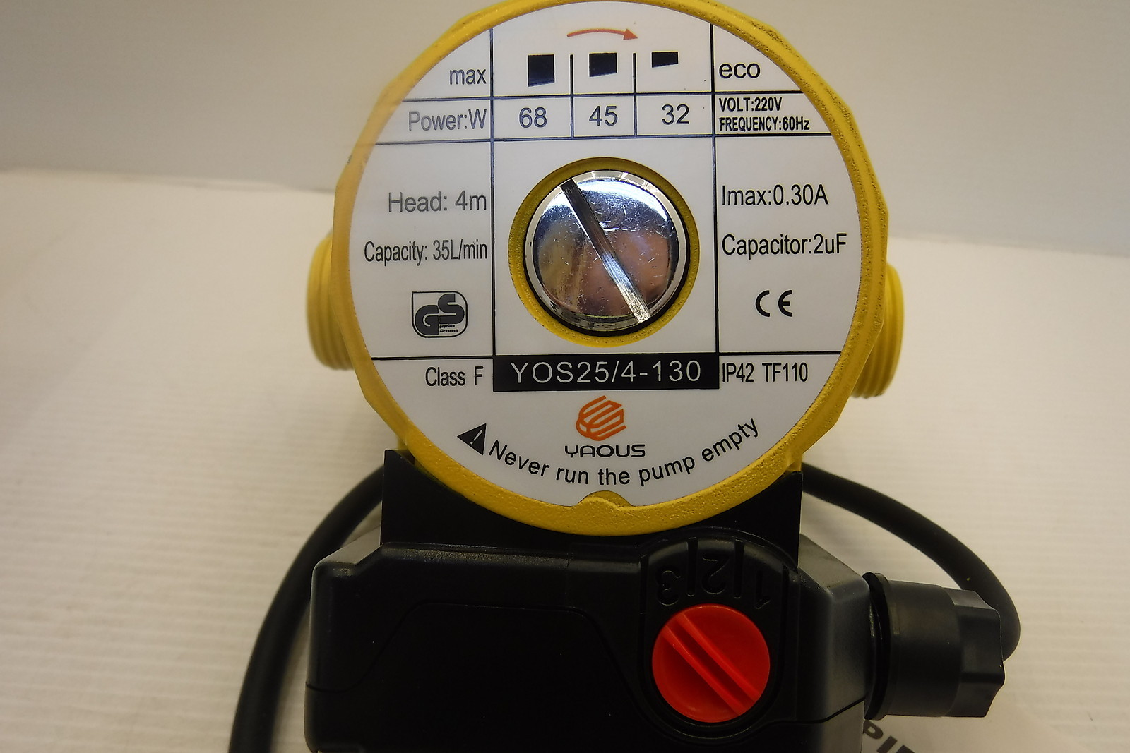 YAOUS YOS25/4-130 CIRCULATION PUMP 9GPM 68W 220V 60HZ NIB gallery