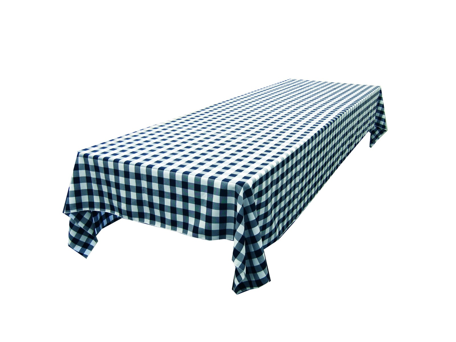 LA Linen Polyester Gingham Checkered Tablecloth 60x84 White Navy gallery